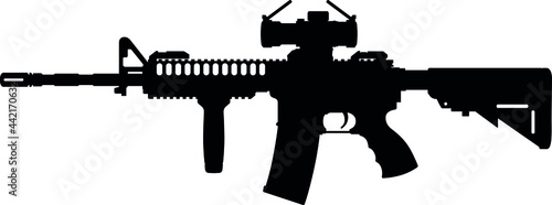 US Army, Police fully automatic machine gun M4 / M16 Carbine Caliber 5.56mm United States Marine Corps and United States Armed Forces M4 machine gun Carbine, m rifle detailed realistic silhouette