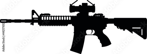 US Army, Police fully automatic machine gun M4 / M16 Carbine Caliber 5.56mm United States Marine Corps and United States Armed Forces M4 machine gun Carbine, m rifle detailed realistic silhouette photo