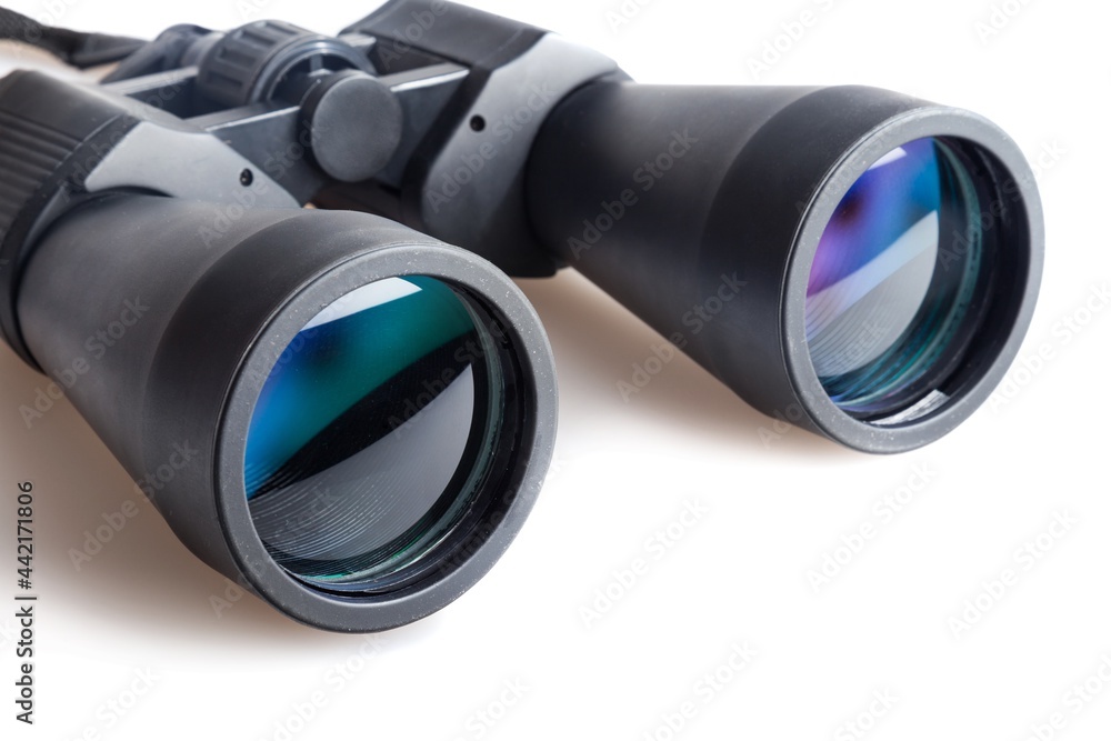 Black binoculars isolated over white background Black binoculars isolated over white background