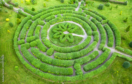 Topiary garden in the shape of a labyrinth.