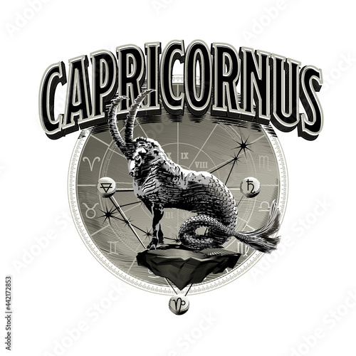 Astrology zodiac capricorn horoscope symbol in circle