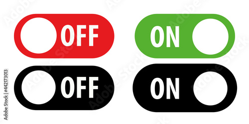 On and Off switch icon set. Toggle switch icon. On and Off toggle switch buttons.