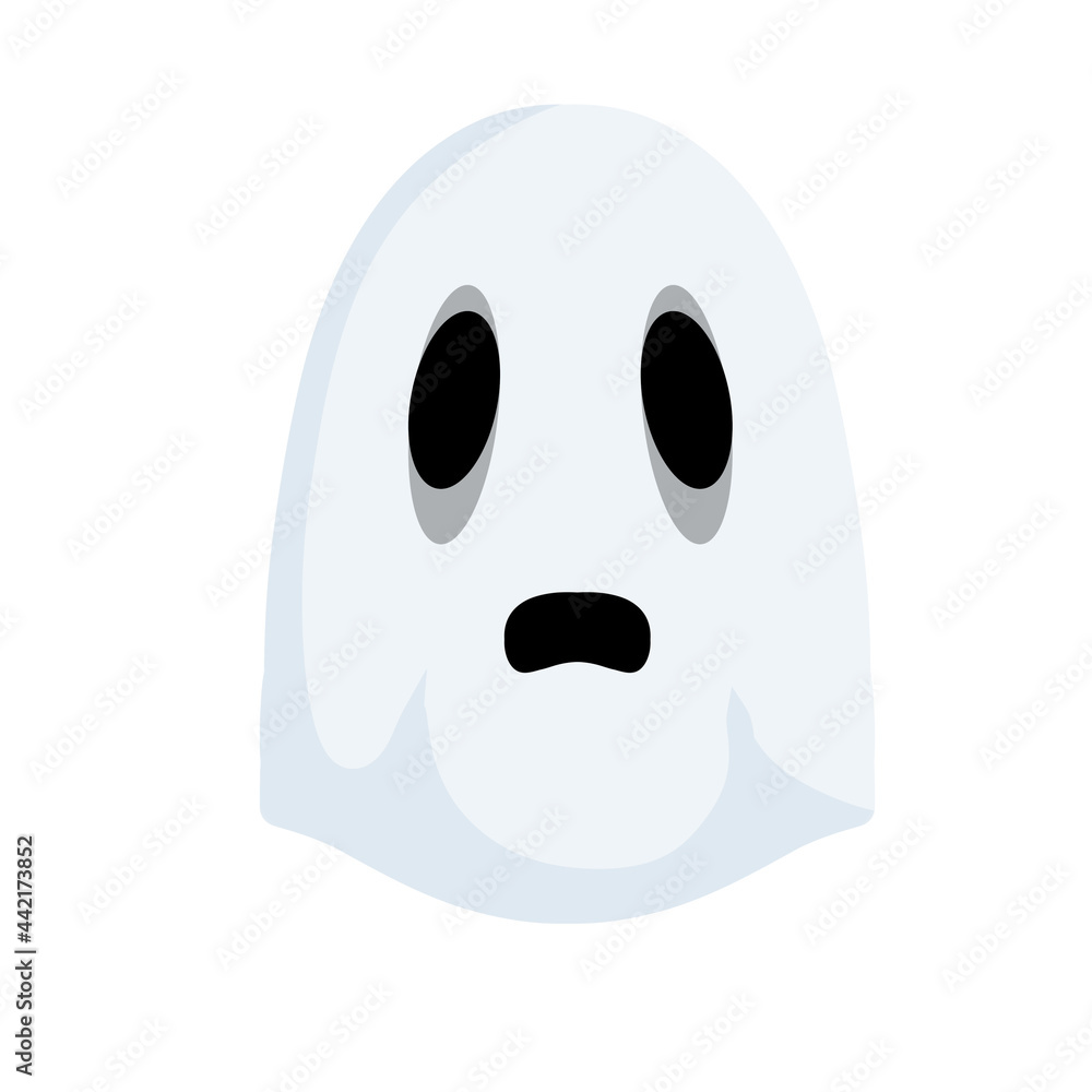 Ghost.The Halloween element. White cute character. Icon of death. Flat cartoon illustration. Funny flying spirit