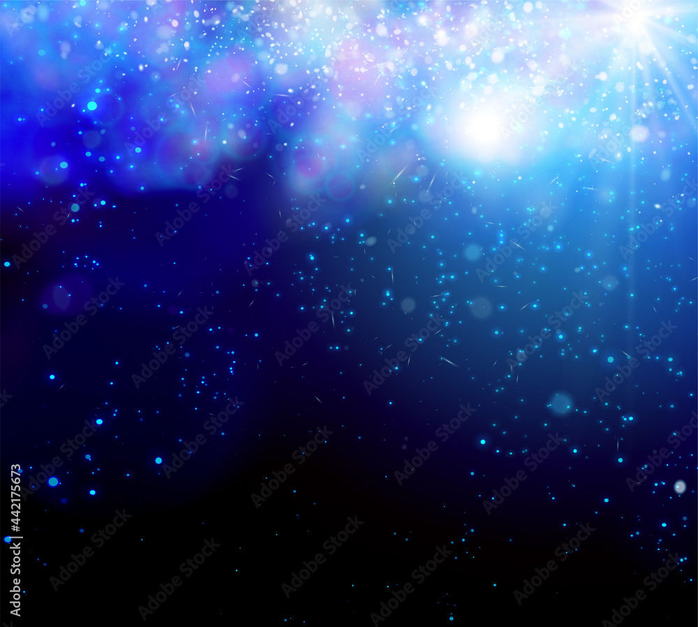 Fototapeta premium Light in darkness. Bokeh and sparkles on the background.