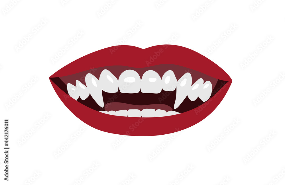 Naklejka premium Open mouth with fangs. Clip art for Halloween.
