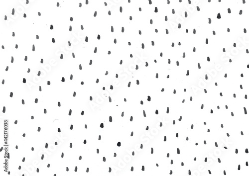 Watercolor dots background. Randomly placed polka dots, hand drawn spots seamless vector pattern. Scattered big and small circles, points in various sizes. Decorative black and white design tiles.