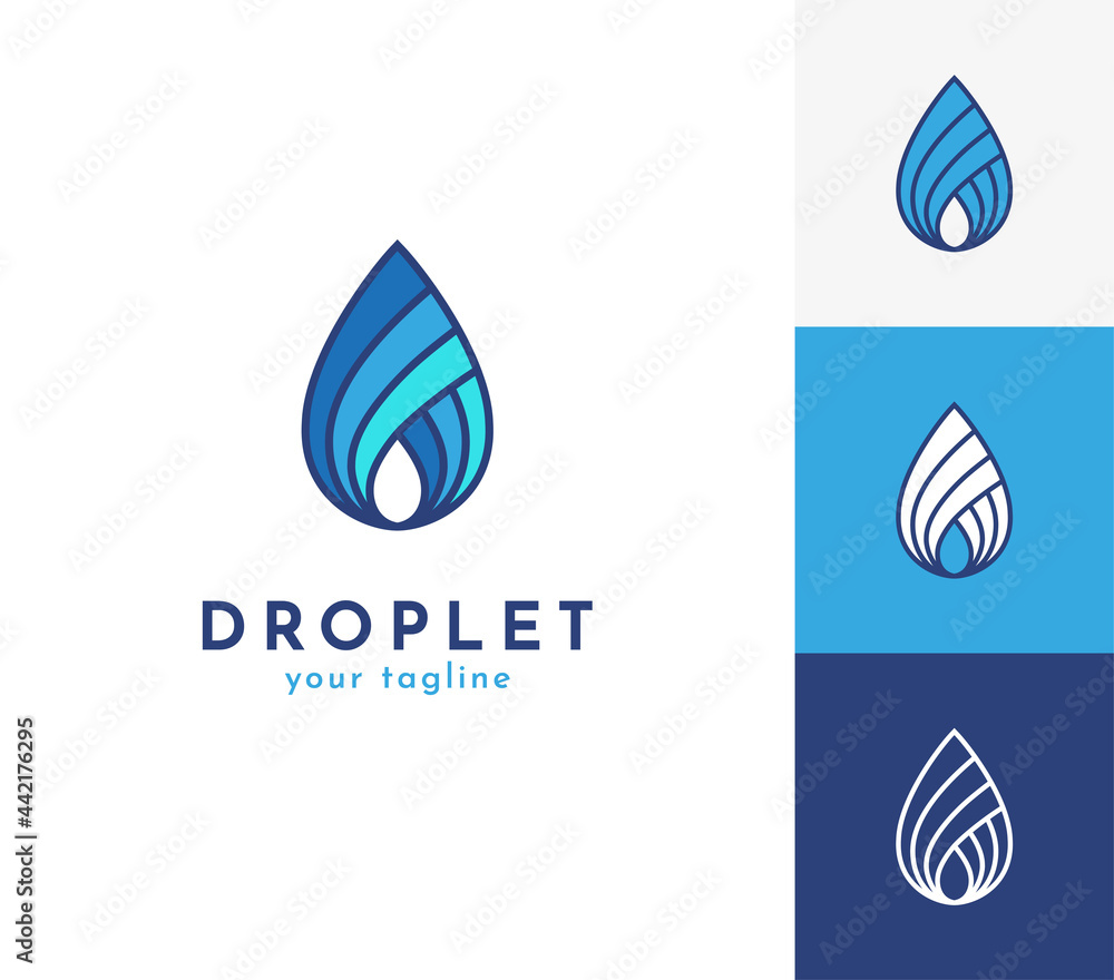 Abstract water drop line icon, symbol. Aqua or liquid droplet logo template. Abstract water drop line icon, symbol. Aqua or liquid droplet logo template.