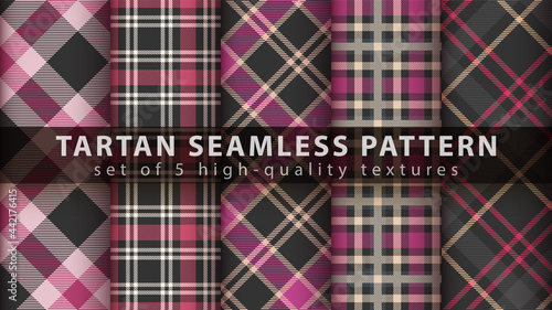 Set tartan textile seamless pattern.