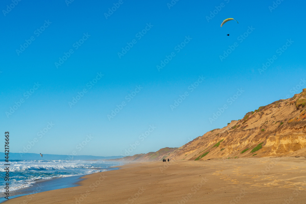 Paraglider at Fort Ord Sand Dunes in Monterey California