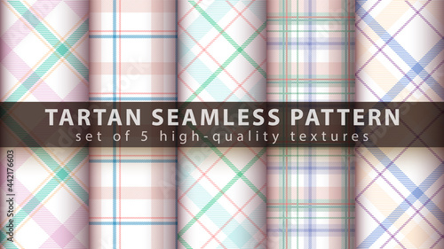 Set tartan textile seamless pattern