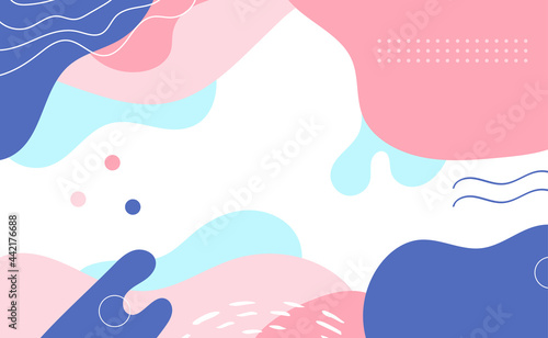 Abstract pink classic fluid shape memphis style poster design templates
