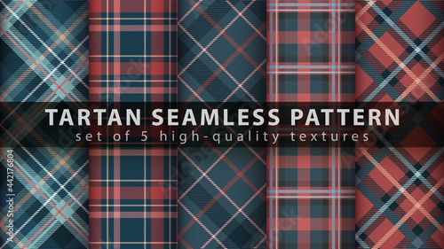 Set tartan textile seamless pattern