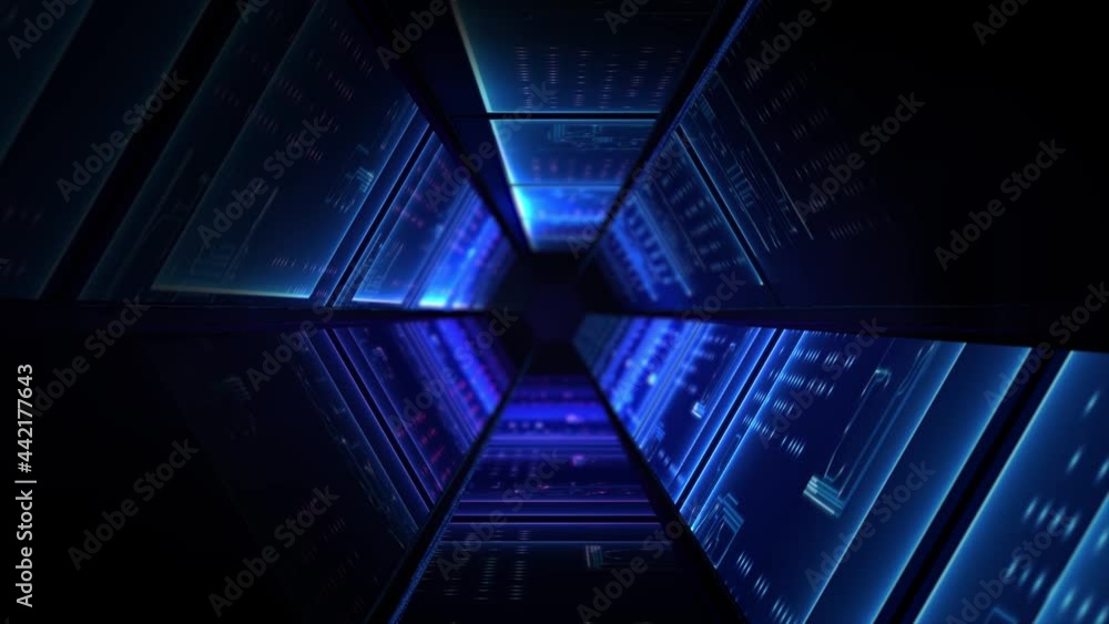 Abstract technological background 3D animation, moving through a futuristic technological or digital cyberspace tunnel corridor or shaft loop. Abstract technological background 3D animation, moving through a futuristic technological or digital cyberspace tunnel corridor or shaft loop.