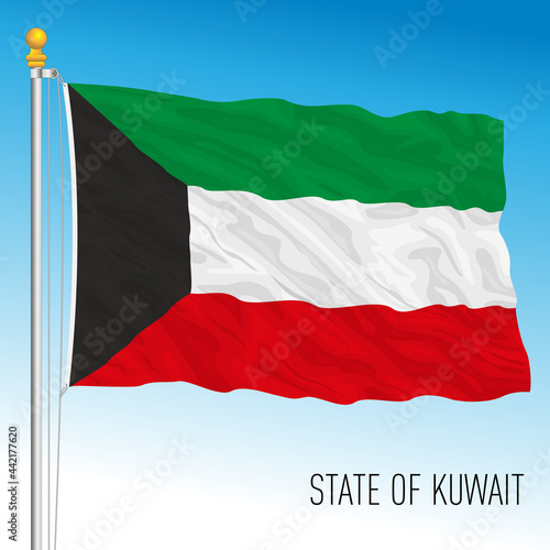 Kuwait official national flag, middle east, vector illustration