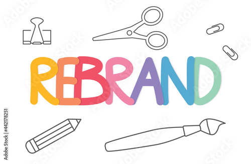 colorful rebrand word concept- vector illustration