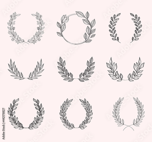 set of laurel wreaths