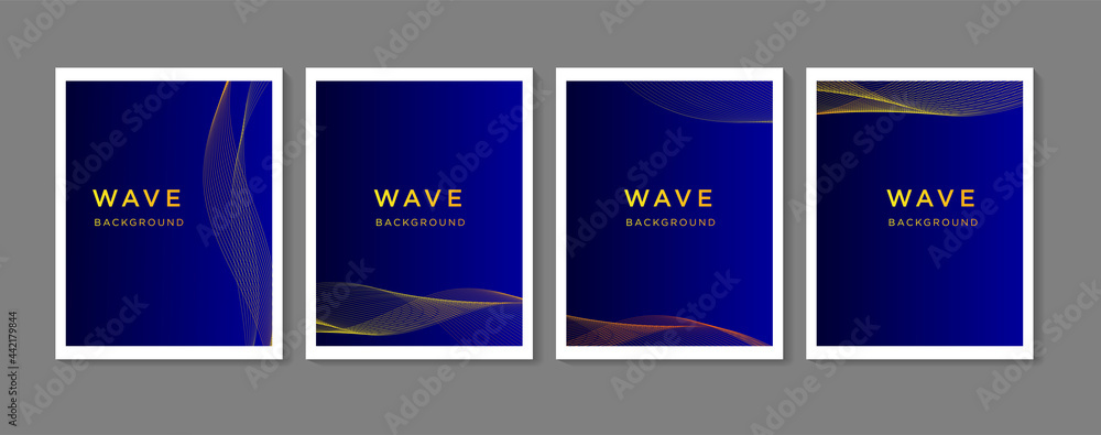 abstract blue wavy background with gold line wave, can be used for banner sale, wallpaper, for, brochure, landing page.