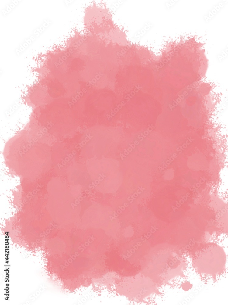 Abstract pink watercolor on white background. This is watercolor splash. It is drawn by hand. Digital art illustration
