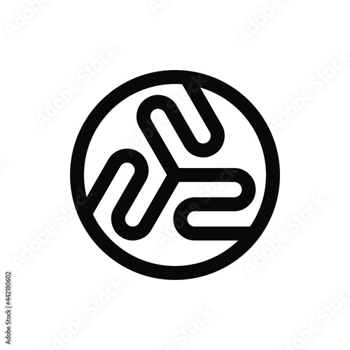 Initial letter triple N, N3, 3N logo template with geometric triskele illustration in flat design monogram symbol