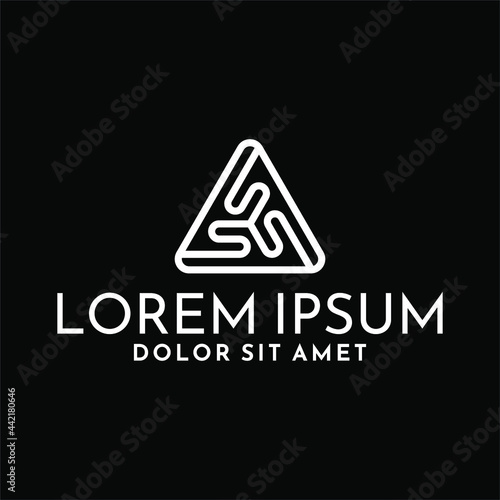 Initial letter triple S, S3, 3S logo template with geometric rounded triskele illustration in flat design monogram symbol