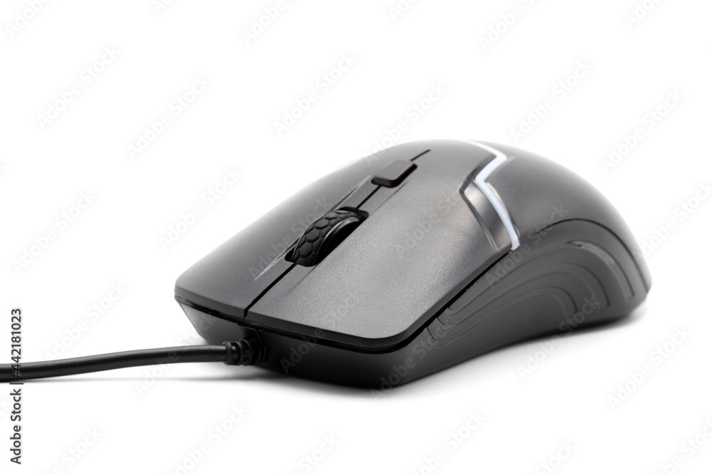 Modern style computer mouse black color isolated on white background. Modern style computer mouse black color isolated on white background.