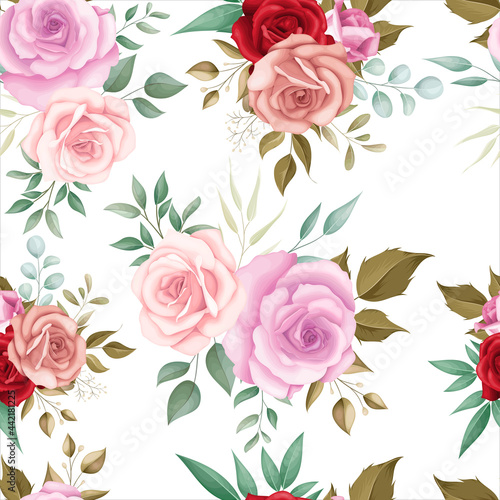 Fototapeta Naklejka Na Ścianę i Meble -  Elegant floral seamless pattern with romantic roses