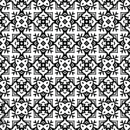 floral seamless pattern background.Geometric ornament for wallpapers and backgrounds. Black and white pattern. 