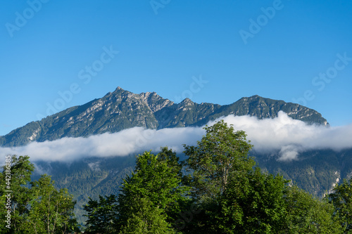 Clouds around the mountain Kramerspitz near Garmisch-Partenkirchen