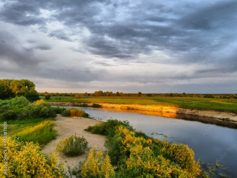 Seim river Ukraine. View from the drone.