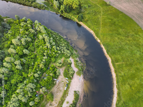 Seim river Ukraine. View from the drone.