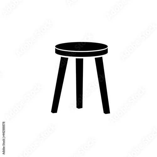 Three legged stool silhouette icon. Clipart image isolated on white background