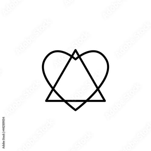 Triangle heart adoption symbol line icon. Clipart image isolated on white background. Clipart image isolated on white background