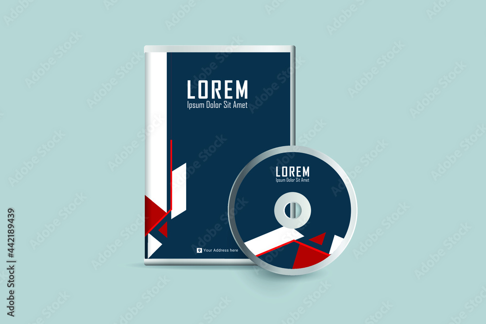 Stylized DVD Cover design template. Luxury, Modern, Elegant, Professional Minimalist Business DVD cover design design with disk label design. Vector illustration
