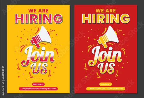 Hiring Job flyer, We are hiring Job advertisement flyer template, Vector	
