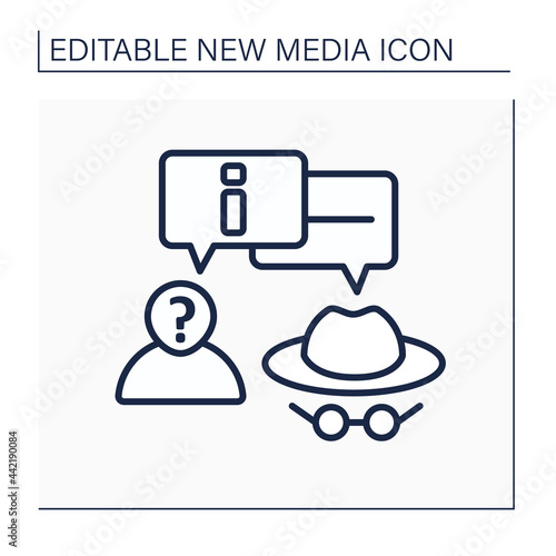 Anonymous line icon. Anonymous communication. Private chat. Interact around information anonymously.New media concept. Isolated vector illustration.Editable stroke