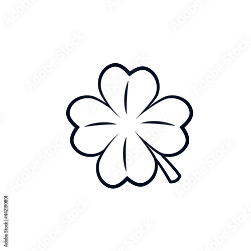 4 leaf clover outline icon. Clipart image isolated on white background