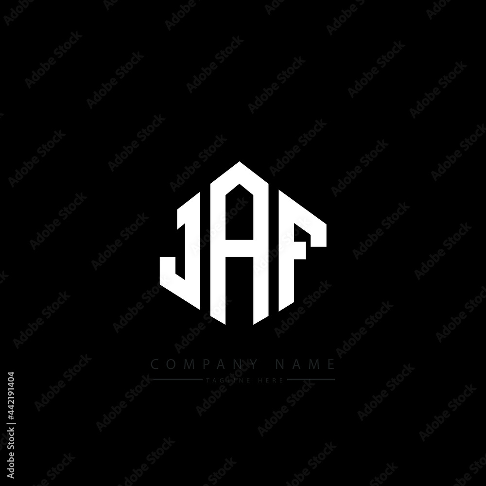 JAF letter logo design with polygon shape. JAF polygon logo monogram. JAF cube logo design. JAF hexagon vector logo template white and black colors. JAF monogram, JAF business and real estate logo. 