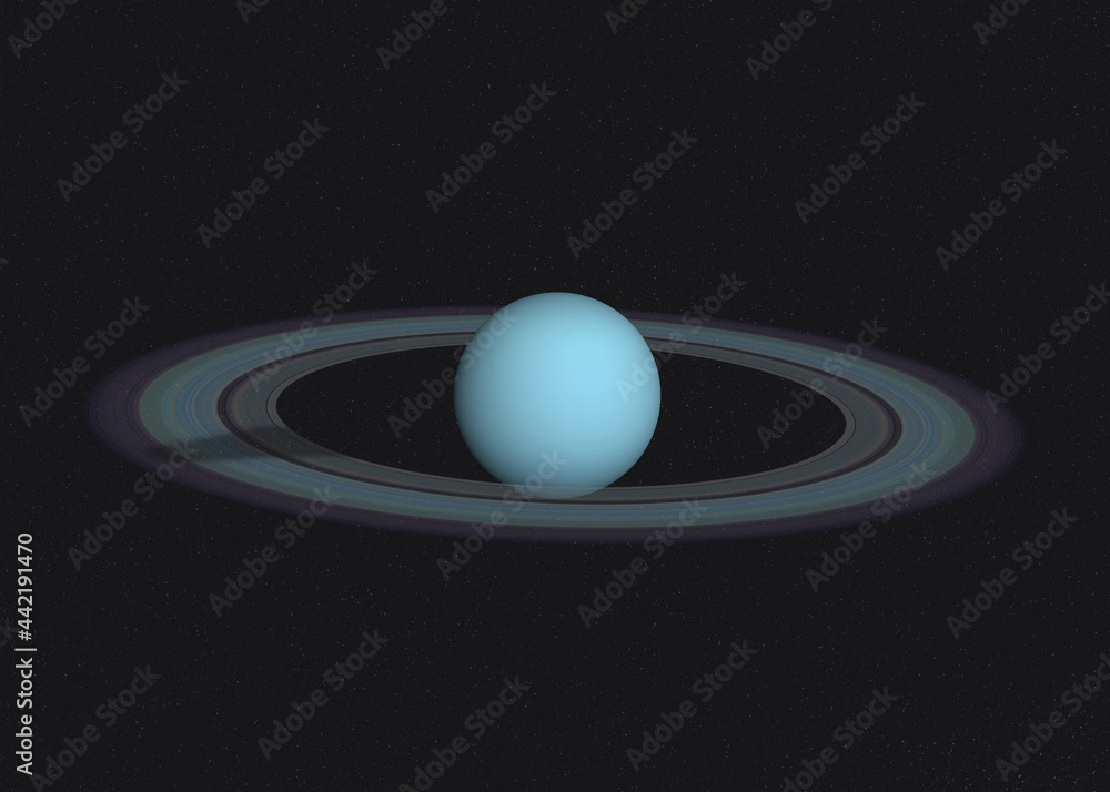 Uranus planet of solar system with ring in outer space. 3D rendered illustration. Elements of this image were furnished by NASA.