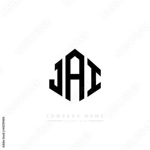 JAI letter logo design with polygon shape. JAI polygon logo monogram. JAI cube logo design. JAI hexagon vector logo template white and black colors. JAI monogram, JAI business and real estate logo.  photo