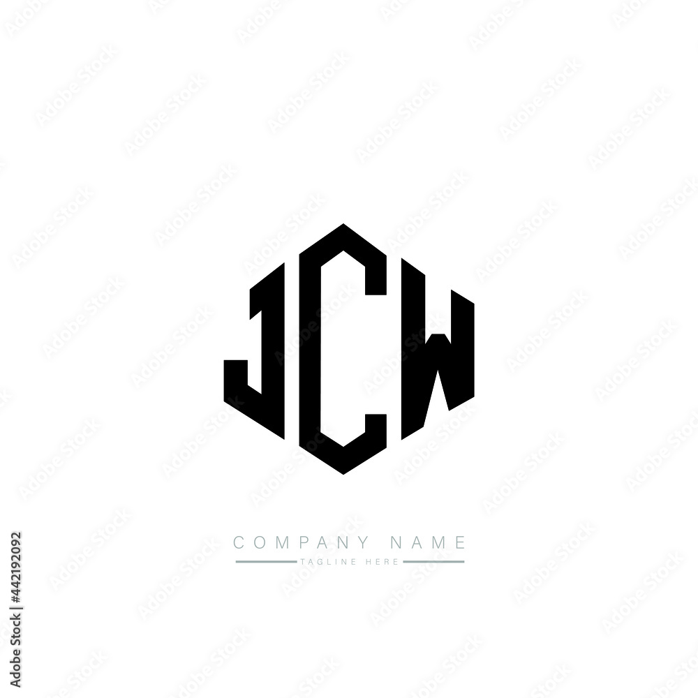 JCW letter logo design with polygon shape. JCW polygon logo monogram. JCW cube logo design. JCW hexagon vector logo template white and black colors. JCW monogram, JCW business and real estate logo. 