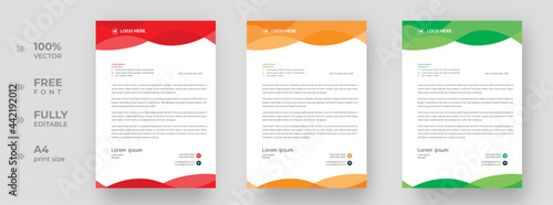 corporate modern letterhead design template with yellow, green and red color. creative modern letter head design template for your project. letterhead, letter head, simple letterhead design.