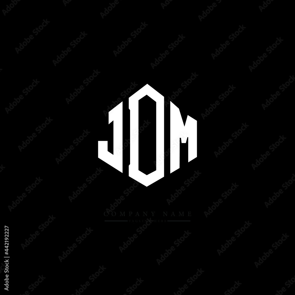 JDM letter logo design with polygon shape. JDM polygon logo monogram. JDM cube logo design. JDM hexagon vector logo template white and black colors. JDM monogram, JDM business and real estate logo. 