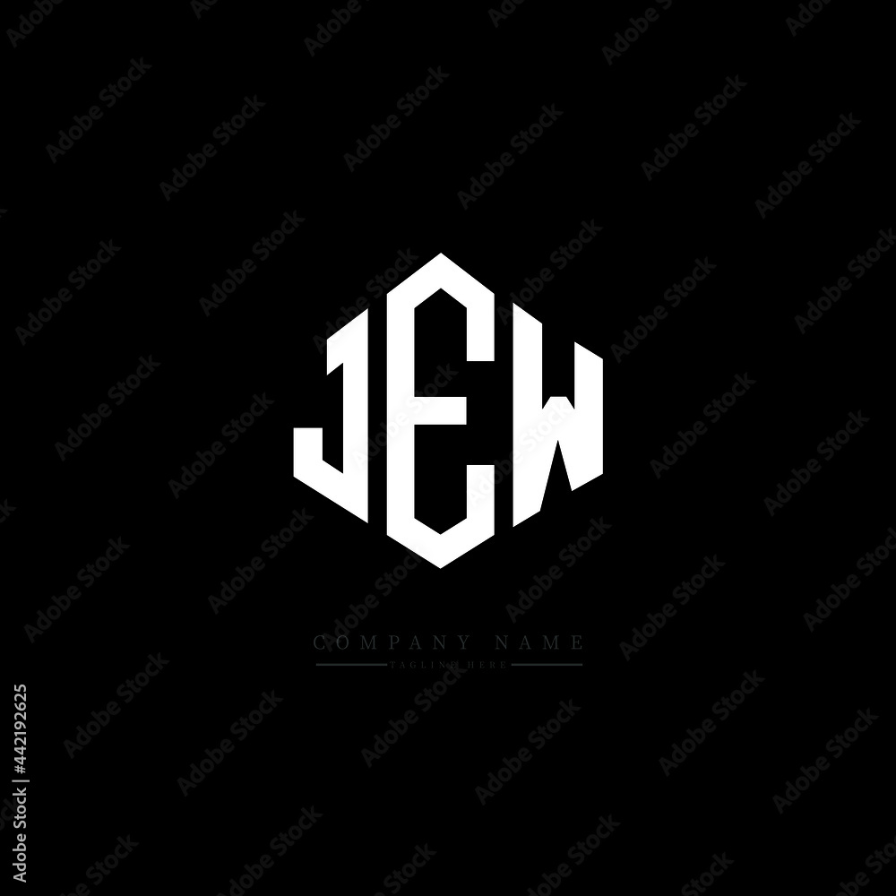 JEW letter logo design with polygon shape. JEW polygon logo monogram. JEW cube logo design. JEW hexagon vector logo template white and black colors. JEW monogram, JEW business and real estate logo. 