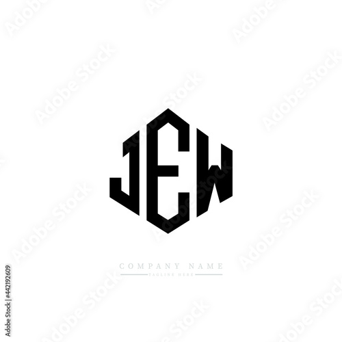 JEW letter logo design with polygon shape. JEW polygon logo monogram. JEW cube logo design. JEW hexagon vector logo template white and black colors. JEW monogram, JEW business and real estate logo. 