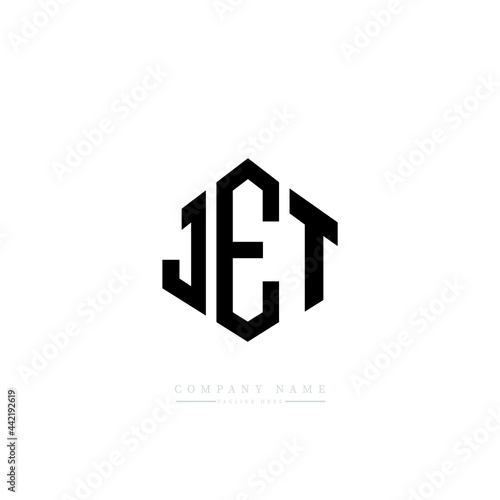 JET letter logo design with polygon shape. JET polygon logo monogram. JET cube logo design. JET hexagon vector logo template white and black colors. JET monogram, JET business and real estate logo. 