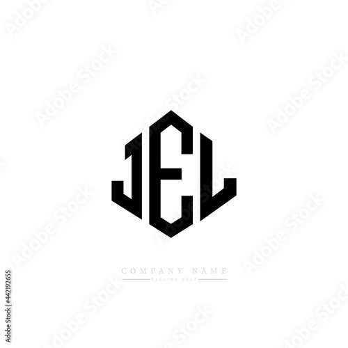 JEL letter logo design with polygon shape. JEL polygon logo monogram. JEL cube logo design. JEL hexagon vector logo template white and black colors. JEL monogram, JEL business and real estate logo. 