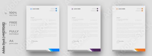 corporate modern letterhead design template with yellow, blue and purple color. creative modern letter head design template for your project. letterhead, letter head, simple letterhead design.