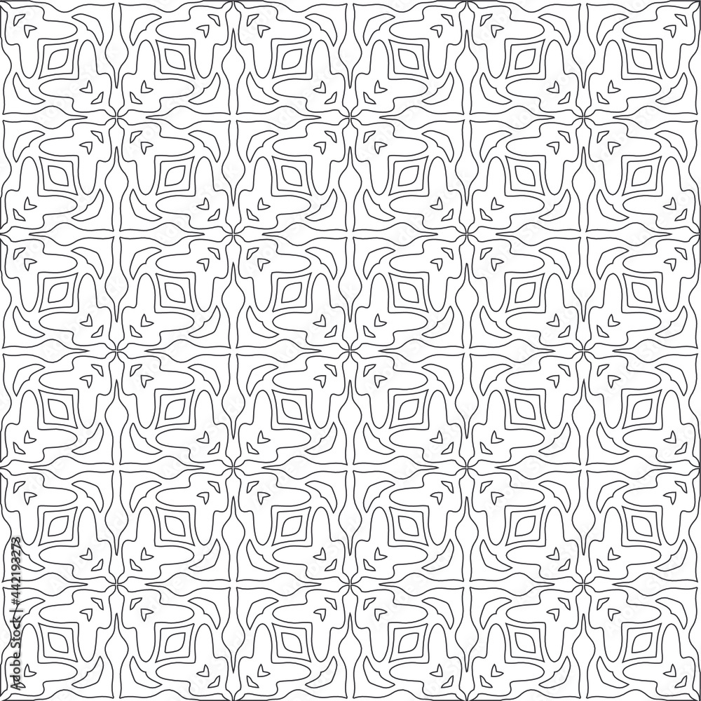 Vector pattern with symmetrical elements . Modern stylish abstract texture. Repeating geometric tiles from striped elements.Black and white pattern. Vector pattern with symmetrical elements . Modern stylish abstract texture. Repeating geometric tiles from striped elements.Black and white pattern.