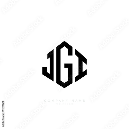 JGI letter logo design with polygon shape. JGI polygon logo monogram. JGI cube logo design. JGI hexagon vector logo template white and black colors. JGI monogram, JGI business and real estate logo.  photo