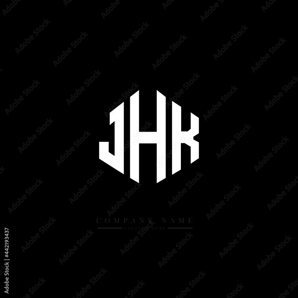 Fototapeta premium JHK letter logo design with polygon shape. JHK polygon logo monogram. JHK cube logo design. JHK hexagon vector logo template white and black colors. JHK monogram, JHK business and real estate logo. 